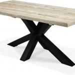 Steigerhouten tafel – 5 dik – 200×100 – metalen Matrix onderstel zwart