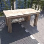 Tafel “Blokpoot” van Gebruikt steigerhout 76x140cm 4 persoons tafel