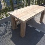 Tafel “Blokpoot” van Gebruikt steigerhout 76x180cm