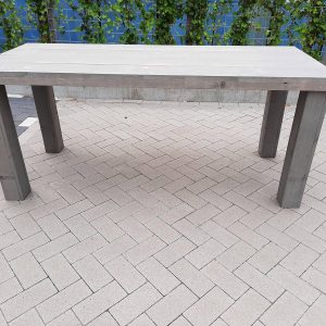 Tafel "Blokpoot" van Grey Wash steigerhout 76x140cm 4 persoons tafel