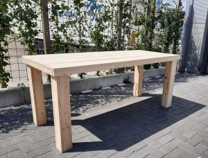 Tafel "Blokpoot" van Nieuw steigerhout 76x250cm 8 tot 10 persoons tafel