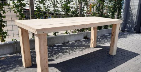 Tafel "Blokpoot" van Nieuw steigerhout 76x250cm 8 tot 10 persoons tafel
