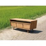 Teakhout tv-meubel – Retro – 160x57x45h – 3 laden – open vak