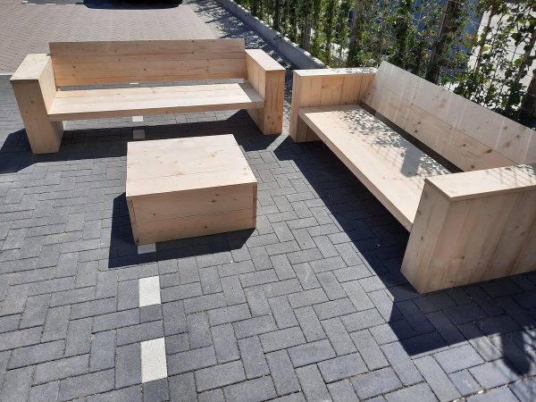 3 delige Loungeset "Garden Big" Nieuw steigerhout inclusief tafel 6 persoons