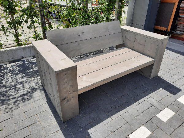 Loungebank "Garden" van Grey Wash steigerhout 120cm 2 persoons bank