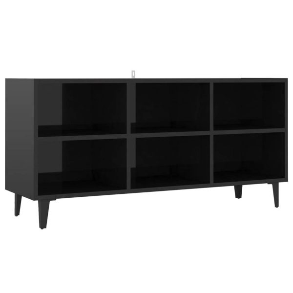 Vidaxl Tv-meubel Met Metalen Poten 103,5x30x50 Cm Hoogglans Zwart