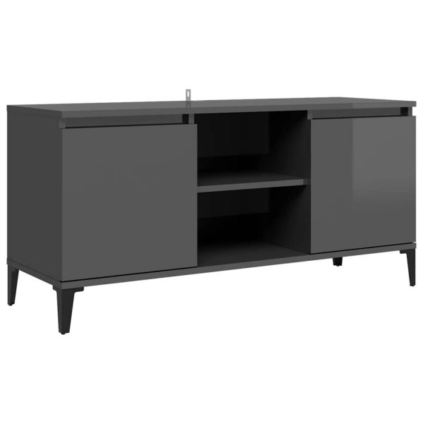 Vidaxl Tv-meubel Met Metalen Poten 103,5x35x50 Cm Hoogglans Grijs
