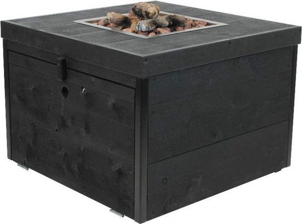 Enjoyfires vuurtafel Block zwart steigerhout 80x80x55 cm