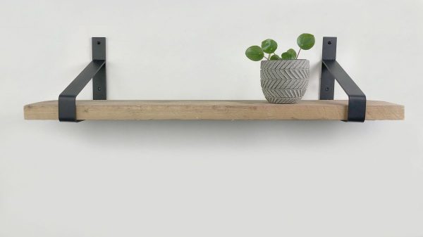Steigerhouten wandplank 60 x 20 cm inclusief metalen plankdragers - Plankjes aan muur - Wandplank industrieel - Fotoplank