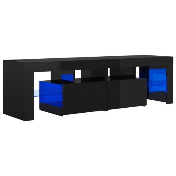 Vidaxl Tv-meubel Met Led-verlichting 140x35x40 Cm Hoogglans Zwart