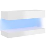 Vidaxl Tv-meubel Met Led-verlichting 90×35 Cm Hoogglans Wit