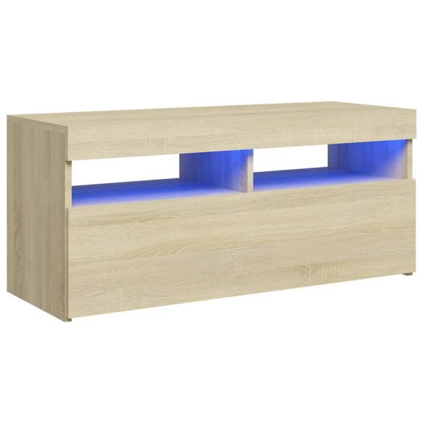 Vidaxl Tv-meubel Met Led-verlichting 90x35x40 Cm Sonoma Eikenkleurig