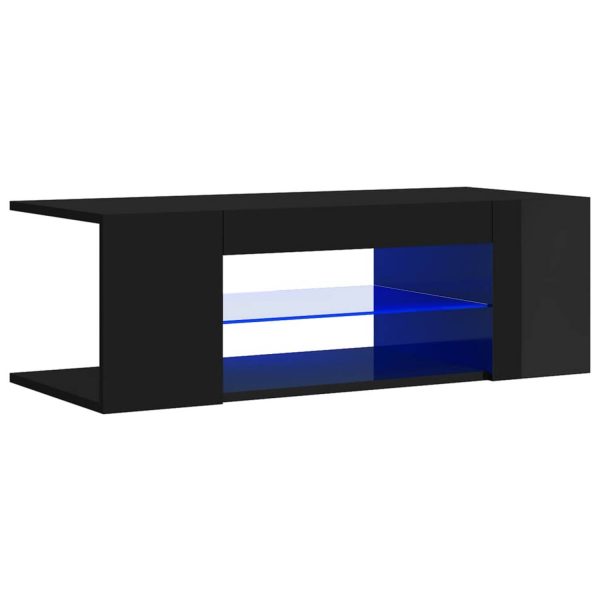 Vidaxl Tv-meubel Met Led-verlichting 90x39x30 Cm Hoogglans Zwart