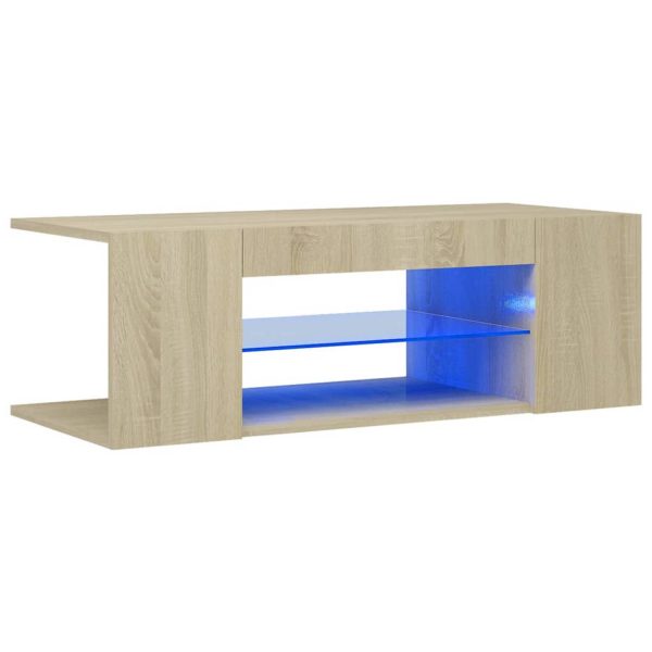 Vidaxl Tv-meubel Met Led-verlichting 90x39x30 Cm Sonoma Eikenkleurig